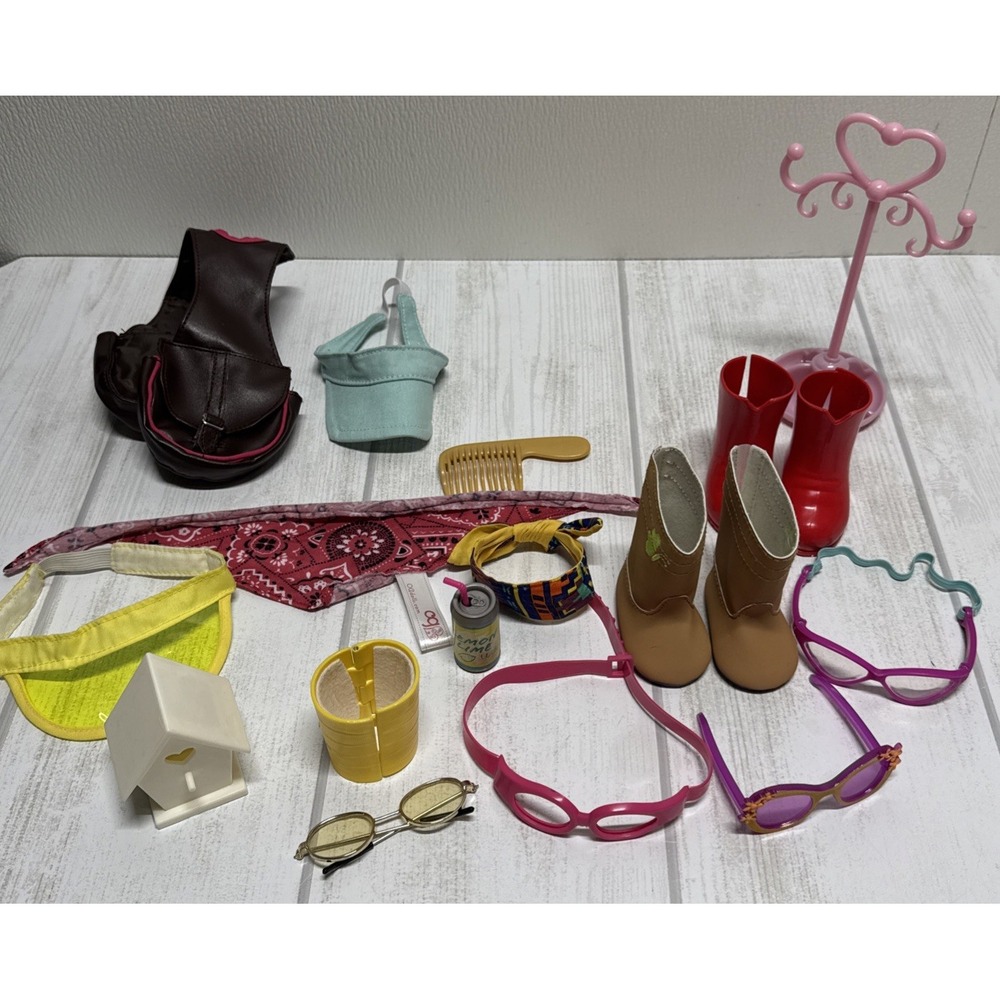 Battat OG Our Generation 18" Dolls Accessories Lot boots glasses visors